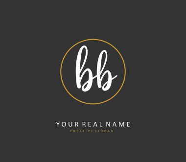 BB ilk harf el yazısı ve imza logosu. Şablon ögesine sahip bir konsept el yazısı logosu.