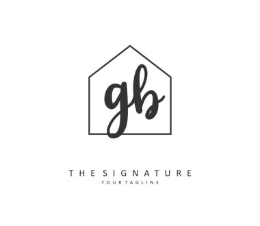 G B GB Initial letter handwriting and signature logo. A concept handwriting initial logo with template element.