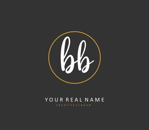 BB ilk harf el yazısı ve imza logosu. Şablon ögesine sahip bir konsept el yazısı logosu.