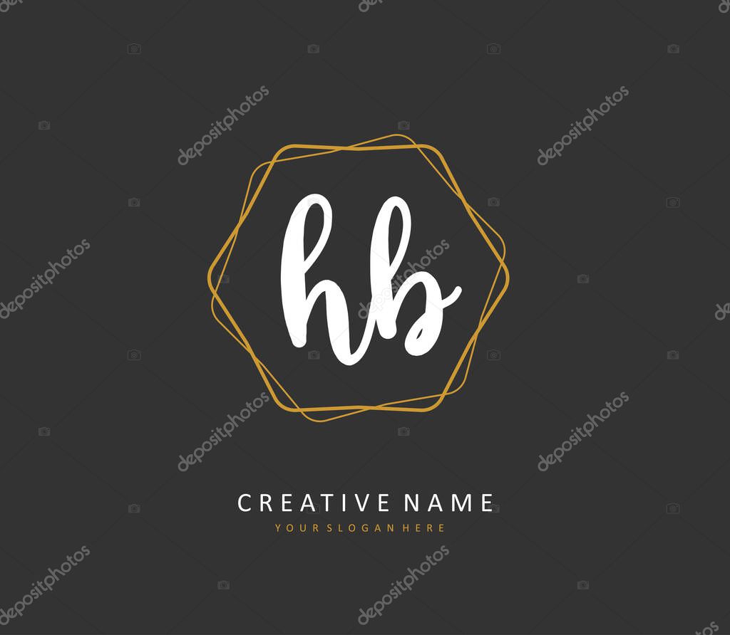 H B HB Initial letter handwriting and signature logo. A concept handwriting initial logo with template element.