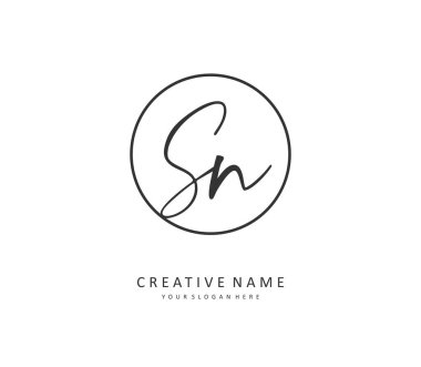 S N SN Initial letter handwriting and signature logo. A concept handwriting initial logo with template element.