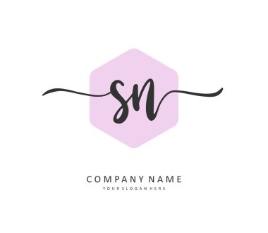 S N SN Initial letter handwriting and signature logo. A concept handwriting initial logo with template element.