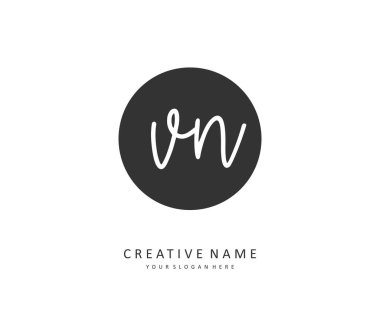 V N VN Initial letter handwriting and signature logo. A concept handwriting initial logo with template element.