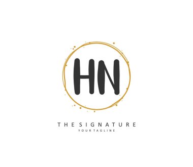 H N HN Initial letter handwriting and signature logo. A concept handwriting initial logo with template element.