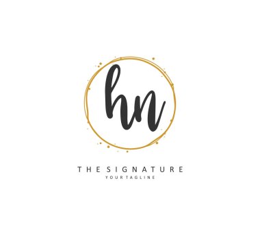 H N HN Initial letter handwriting and signature logo. A concept handwriting initial logo with template element.