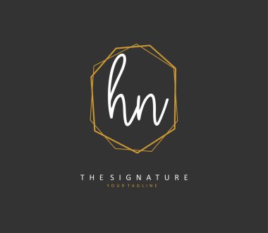 H N HN Initial letter handwriting and signature logo. A concept handwriting initial logo with template element.