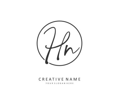 H N HN Initial letter handwriting and signature logo. A concept handwriting initial logo with template element.