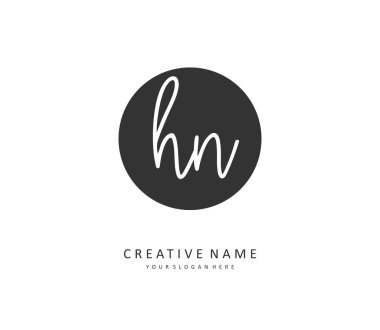 H N HN Initial letter handwriting and signature logo. A concept handwriting initial logo with template element.