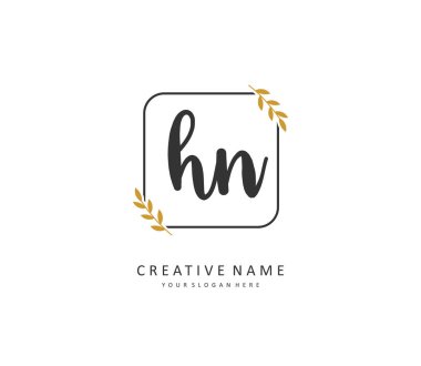 H N HN Initial letter handwriting and signature logo. A concept handwriting initial logo with template element.