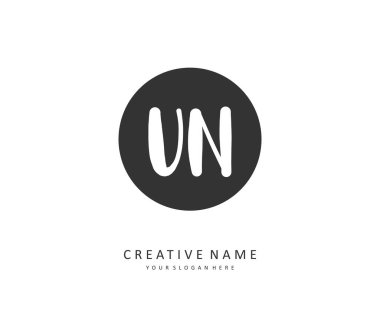 U N UN Initial letter handwriting and signature logo. A concept handwriting initial logo with template element.