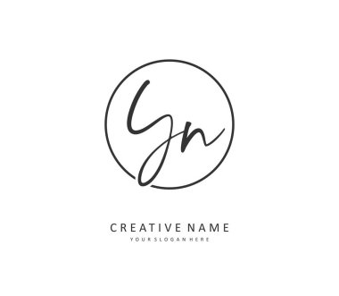 Y N Y Y harfinin el yazısı ve imza logosu. Şablon ögesine sahip bir konsept el yazısı logosu.