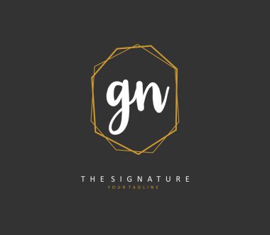 G N GN Initial letter handwriting and signature logo. A concept handwriting initial logo with template element.