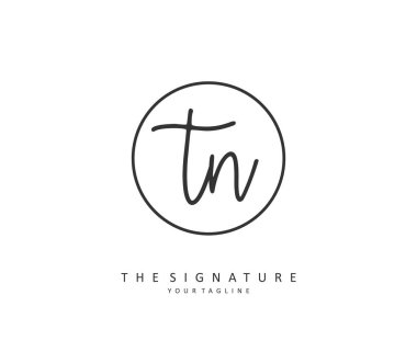 T N TN Initial letter handwriting and signature logo. A concept handwriting initial logo with template element.