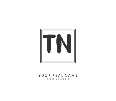 T N TN Initial letter handwriting and signature logo. A concept handwriting initial logo with template element.