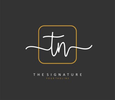 T N TN Initial letter handwriting and signature logo. A concept handwriting initial logo with template element.