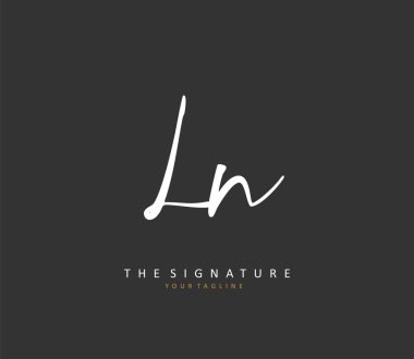 L N LN Initial letter handwriting and signature logo. A concept handwriting initial logo with template element.