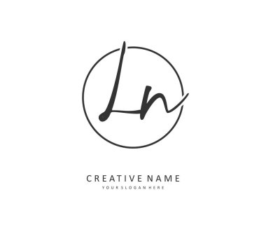L N LN Initial letter handwriting and signature logo. A concept handwriting initial logo with template element.