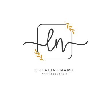 L N LN Initial letter handwriting and signature logo. A concept handwriting initial logo with template element.