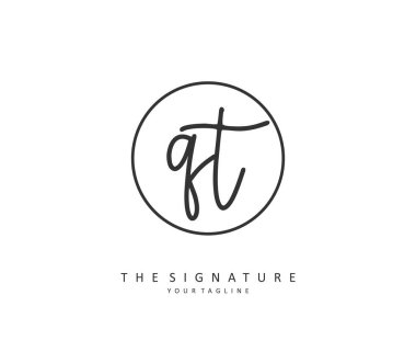Q T QT Initial letter handwriting and signature logo. A concept handwriting initial logo with template element.