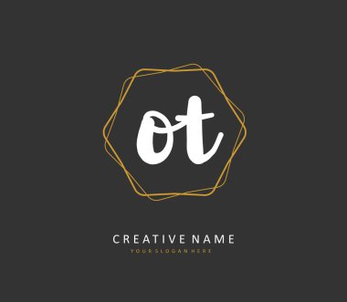 O T OT Initial letter handwriting and signature logo. A concept handwriting initial logo with template element.