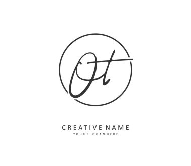O T OT Initial letter handwriting and signature logo. A concept handwriting initial logo with template element.