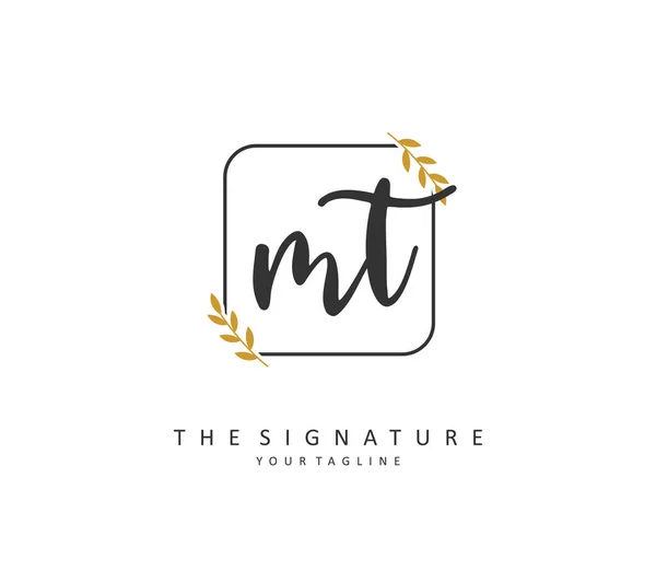 Initiële Brief Handschrift Handtekening Logo Een Concept Handschrift Eerste Logo — Stockvector