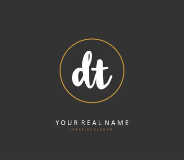 D T DT Initial letter handwriting and signature logo. A concept handwriting initial logo with template element.