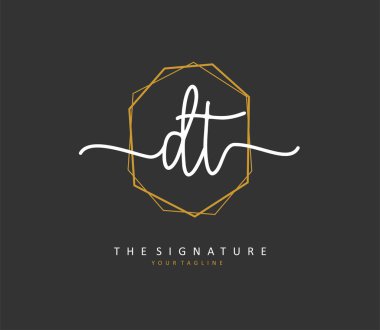 D T DT Initial letter handwriting and signature logo. A concept handwriting initial logo with template element.