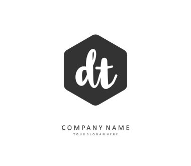 D T DT Initial letter handwriting and signature logo. A concept handwriting initial logo with template element.