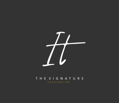 I T IT Initial letter handwriting and signature logo. A concept handwriting initial logo with template element.