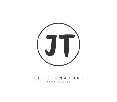 J T JT Initial letter handwriting and signature logo. A concept handwriting initial logo with template element.