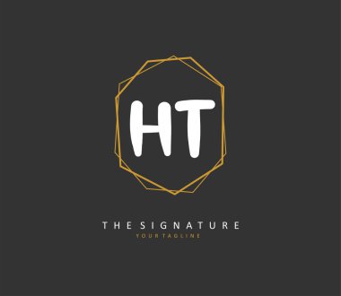 H T HT Initial letter handwriting and signature logo. A concept handwriting initial logo with template element.