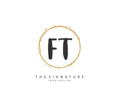 F T FT Initial letter handwriting and signature logo. A concept handwriting initial logo with template element.
