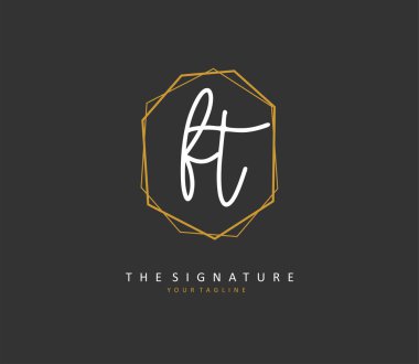 F T FT Initial letter handwriting and signature logo. A concept handwriting initial logo with template element.