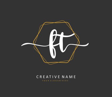 F T FT Initial letter handwriting and signature logo. A concept handwriting initial logo with template element.
