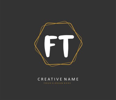 F T FT Initial letter handwriting and signature logo. A concept handwriting initial logo with template element.
