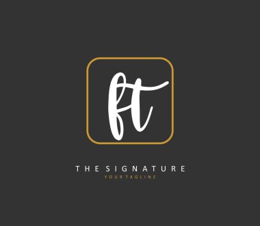 F T FT Initial letter handwriting and signature logo. A concept handwriting initial logo with template element.