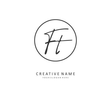 F T FT Initial letter handwriting and signature logo. A concept handwriting initial logo with template element.