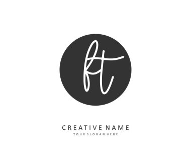 F T FT Initial letter handwriting and signature logo. A concept handwriting initial logo with template element.