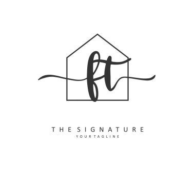 F T FT Initial letter handwriting and signature logo. A concept handwriting initial logo with template element.