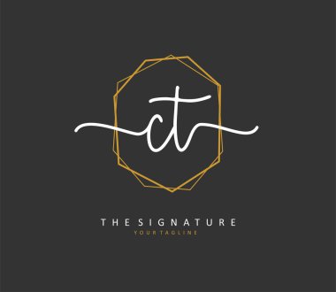 C T CT Initial letter handwriting and signature logo. A concept handwriting initial logo with template element.
