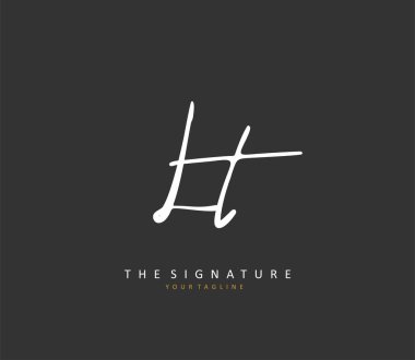 L T LT Initial letter handwriting and signature logo. A concept handwriting initial logo with template element.