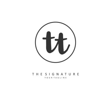 T TT Initial letter handwriting and signature logo. A concept handwriting initial logo with template element.