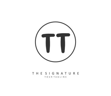 T TT Initial letter handwriting and signature logo. A concept handwriting initial logo with template element.