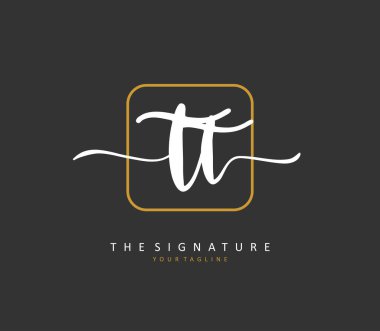 T TT Initial letter handwriting and signature logo. A concept handwriting initial logo with template element.