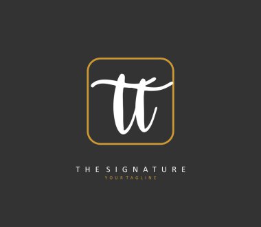 T TT Initial letter handwriting and signature logo. A concept handwriting initial logo with template element.