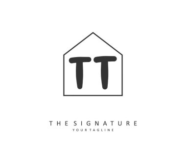 T TT Initial letter handwriting and signature logo. A concept handwriting initial logo with template element.