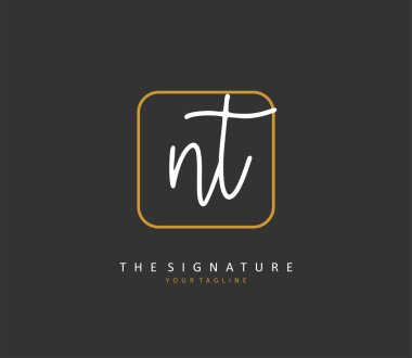 N T NT Initial letter handwriting and signature logo. A concept handwriting initial logo with template element.