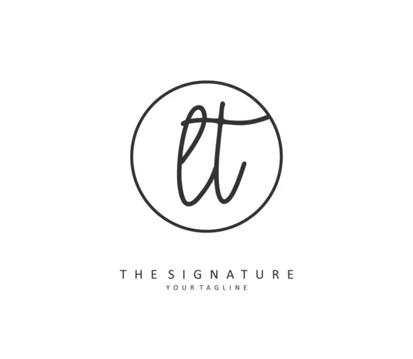 Lettere Iniziali Calligrafia Firma Logo Concetto Calligrafia Logo Iniziale Con — Vettoriale Stock