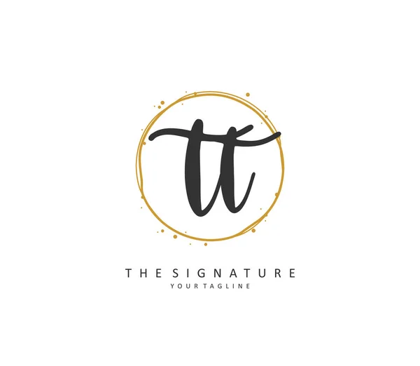Wstępne Pismo Odręczne Logo Podpisu Początkowe Logo Pisma Odręcznego Elementem — Wektor stockowy